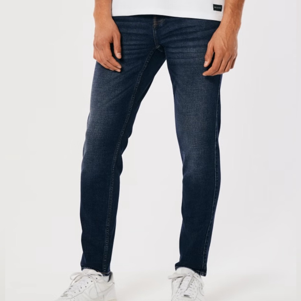 Like New Hollister Medium/Dark Wash Athletic Skinny Jeans with Advanced Stretch - Picture 2 of 6